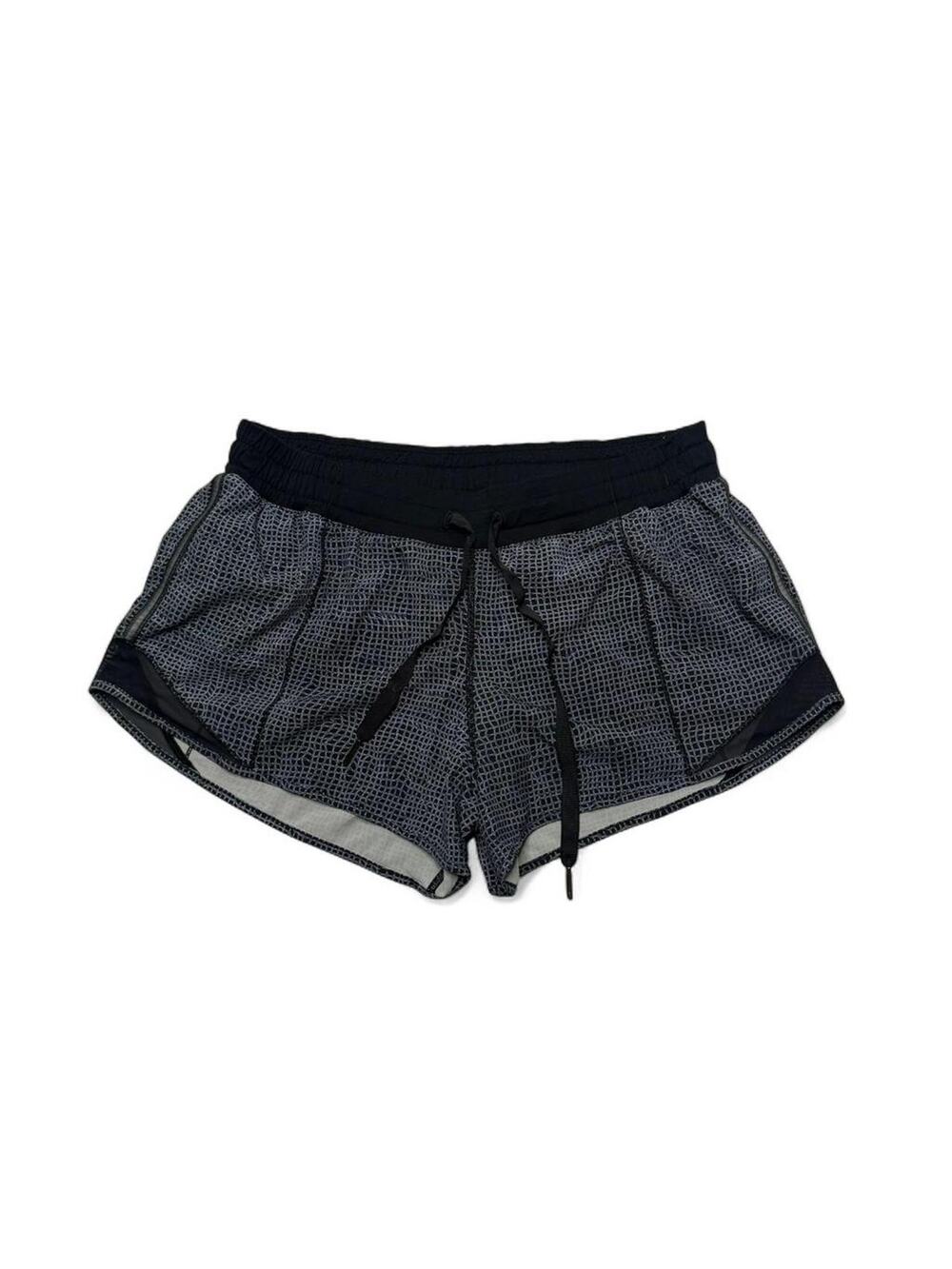 Lululemon Patterned Hotty Hot Low Rise Black Shorts Womens Size 8 Outdoors Run